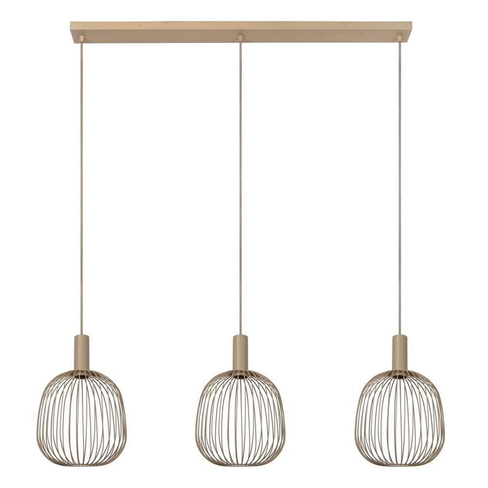 Lucide 3-lichts hanglampEsterel zand bruin mini GU10 rond - 21446/13/41